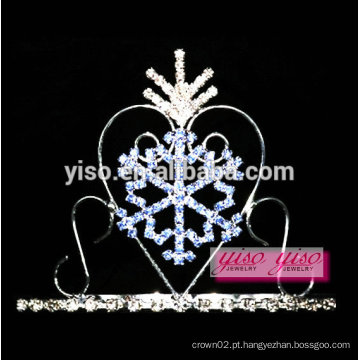 Tiara de metal com flocos de neve de cristal de safira personalizado personalizado